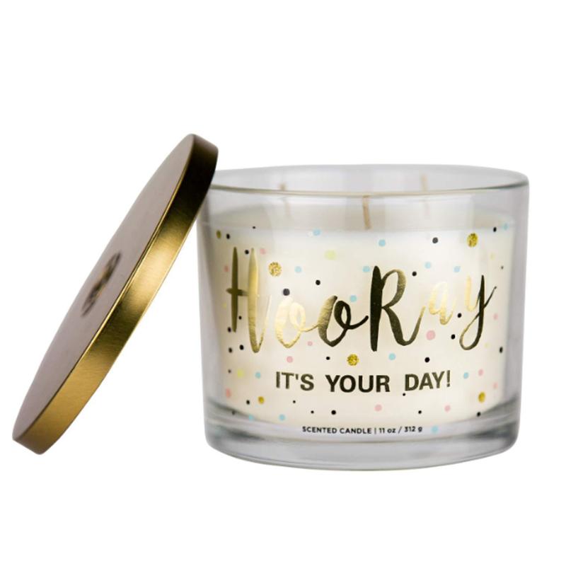 Own brand customized wholesale large scented candle with metal lid and private label